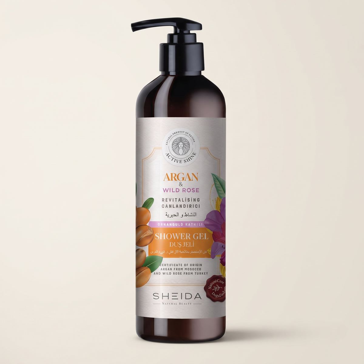 Shower Gel Active Shine With Revitalizing Argan Oil And Wild Rose Plant Extract 500 Ml