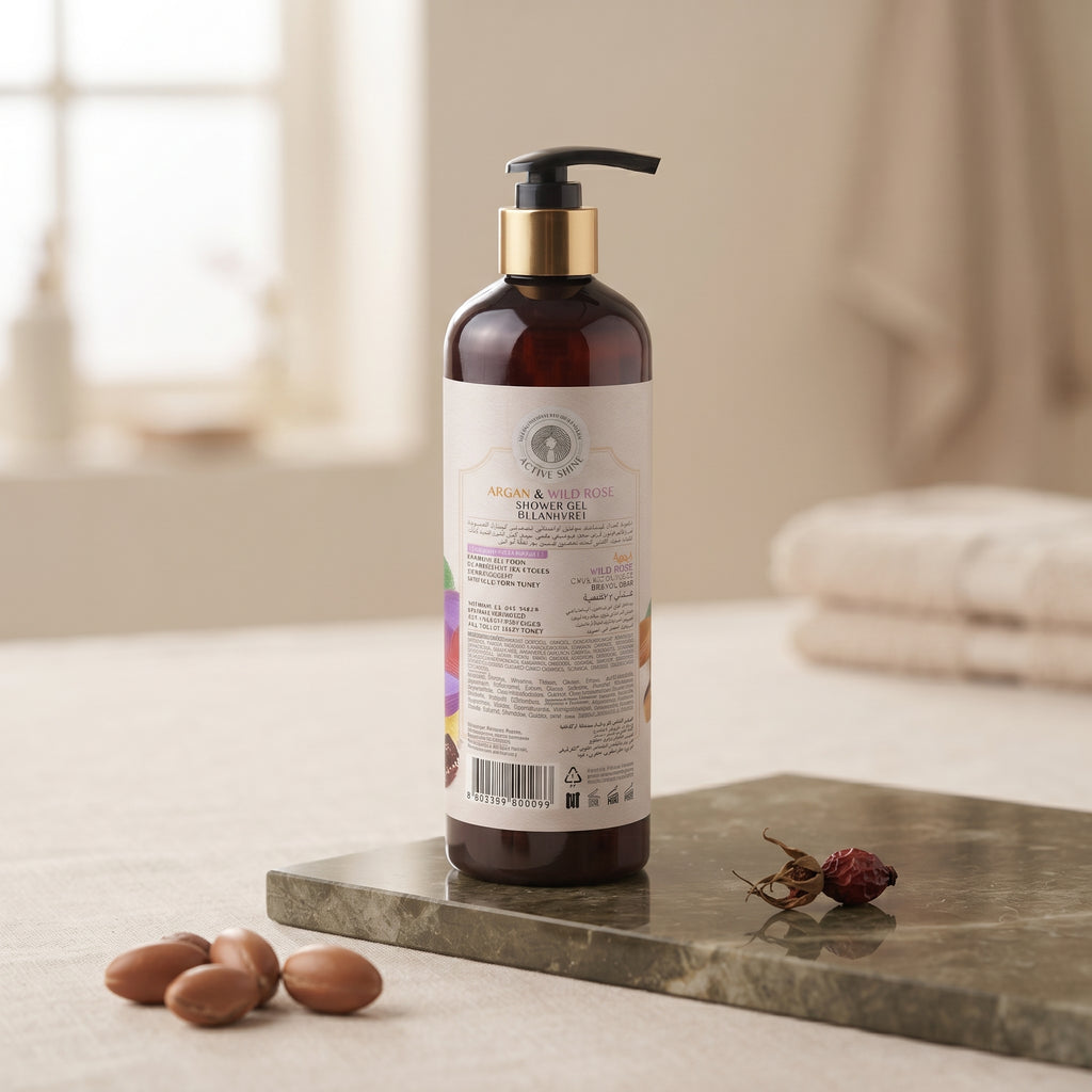 Shower Gel Active Shine With Revitalizing Argan Oil And Wild Rose Plant Extract 500 Ml