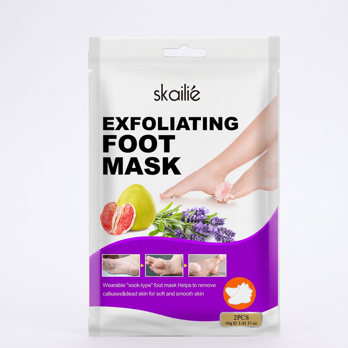 OEM/ODM Natural Herbal Pedicure Foot Spa Mask Removal Calluses Crack Heel Skin Whitening Lavender Exfoliating Foot Mask