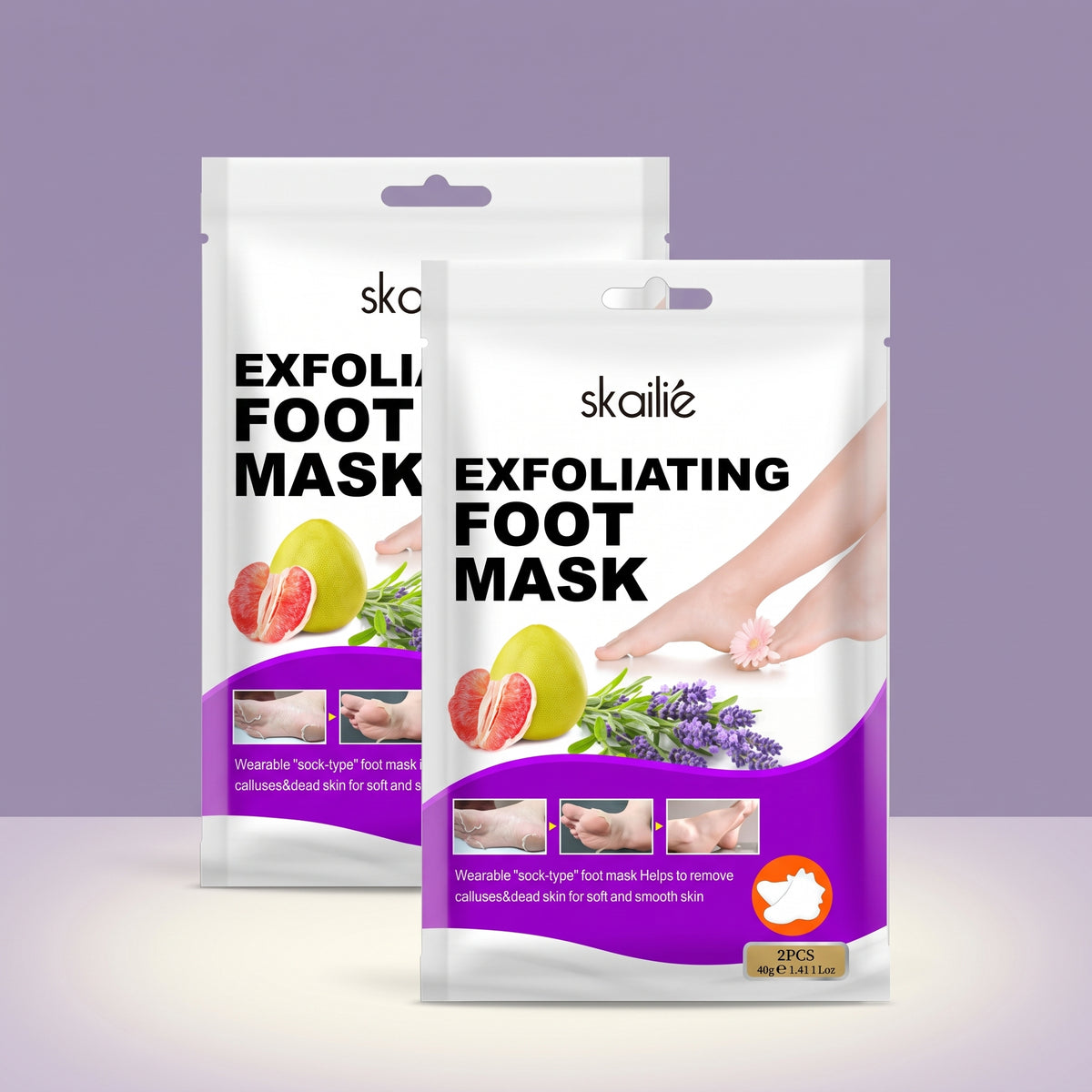 OEM/ODM Natural Herbal Pedicure Foot Spa Mask Removal Calluses Crack Heel Skin Whitening Lavender Exfoliating Foot Mask