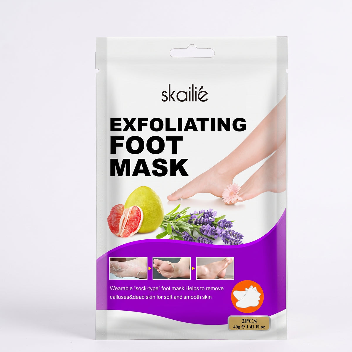 OEM/ODM Natural Herbal Pedicure Foot Spa Mask Removal Calluses Crack Heel Skin Whitening Lavender Exfoliating Foot Mask