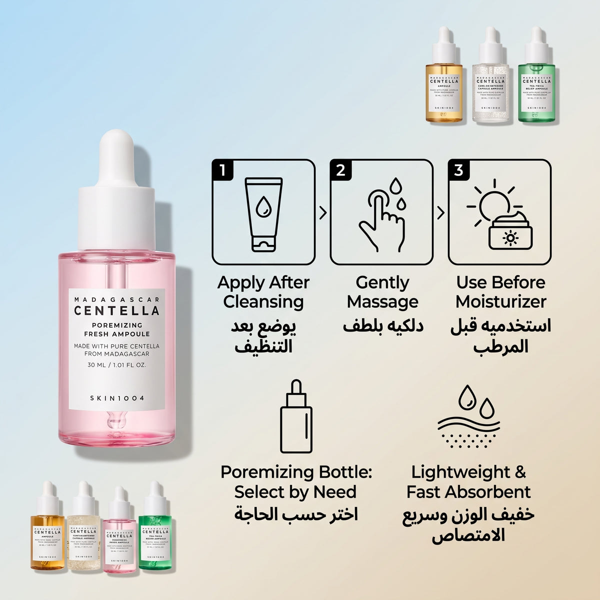 SKIN1004 Madagascar Centella Ampoule Set – 4 x 30ml Centella Serums for Sensitive Skin