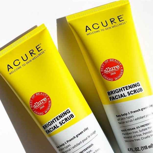 Acure Brightening Facial Scrub with Sea Kelp & Green Clay – authentic skincare in Oman