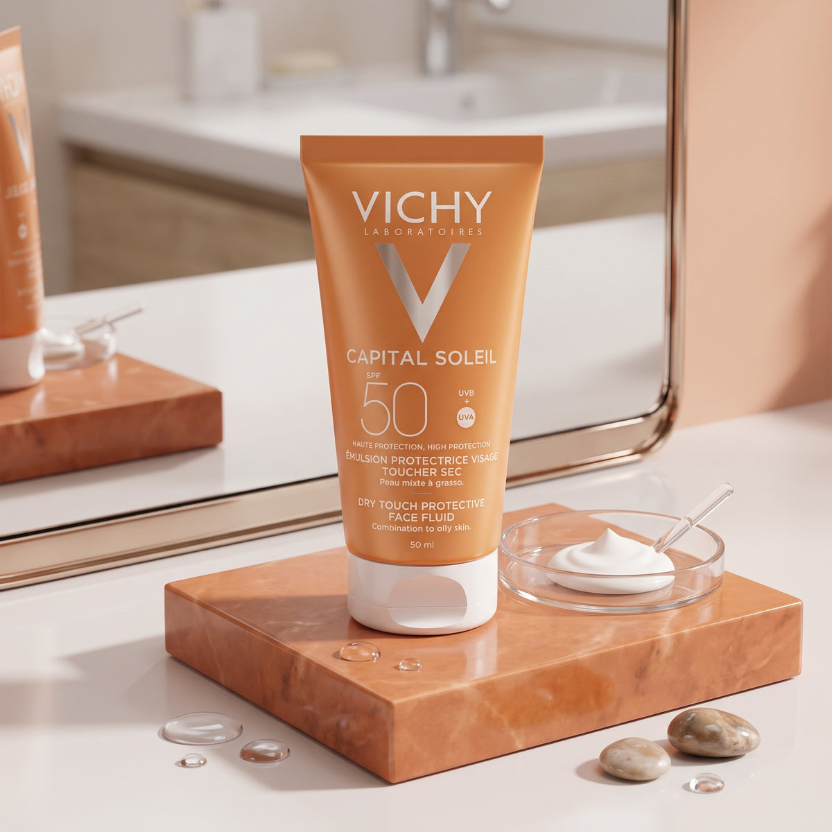Vichy Capital Soleil Dry Touch Protective Face Fluid SPF 50 – Matte Sunscreen for Oily Skin