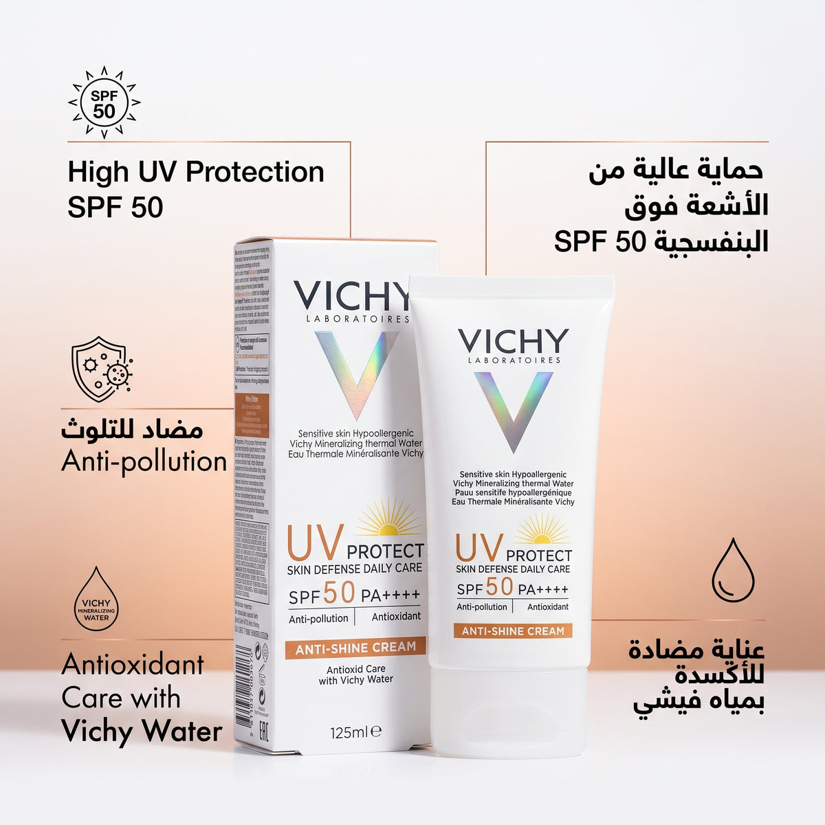 Vichy UV Protect Anti-Shine Cream SPF 50 PA++++ – Matte Sunscreen for Oily Skin